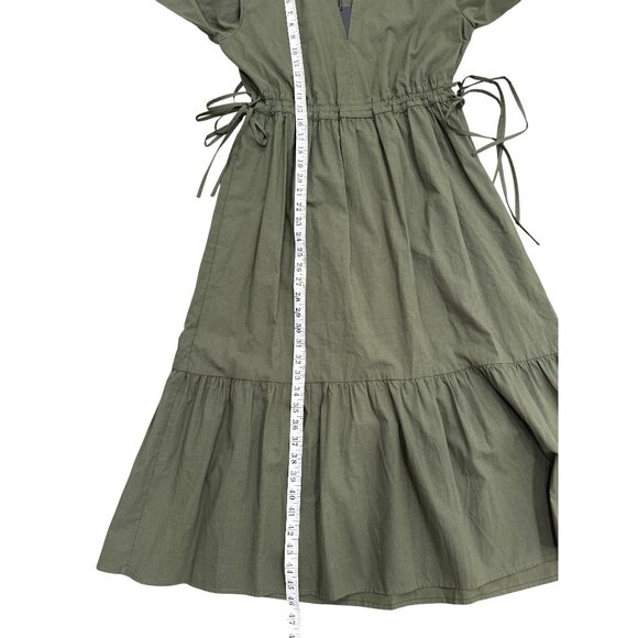 Rails Olive Green Tiered Maxi Dress Cinched-Waist & Long Sleeves Womens XS NEW - Picture 5 of 8